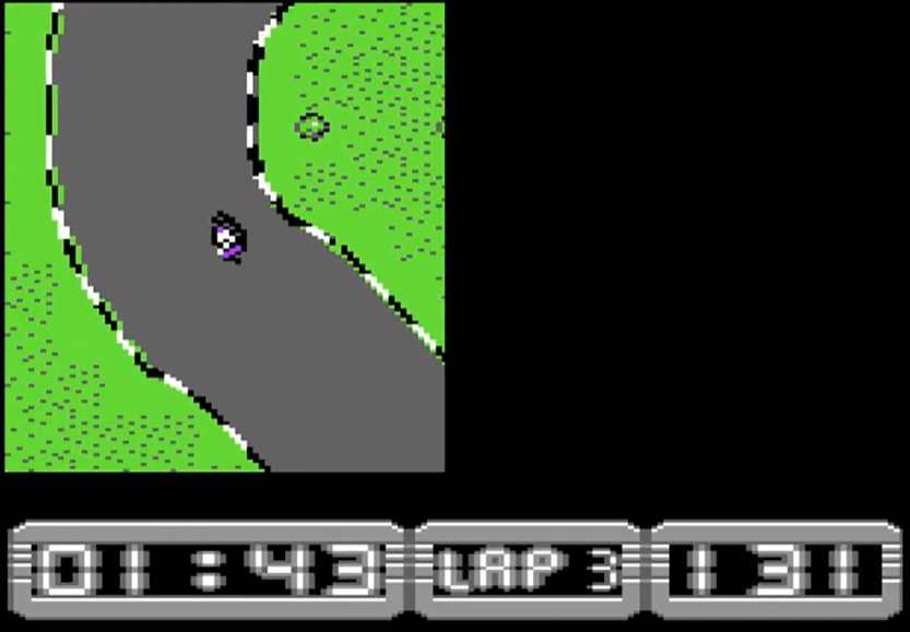 Aspar GP Master C64 - gameplay vista aérea con cronómetro y vuelta