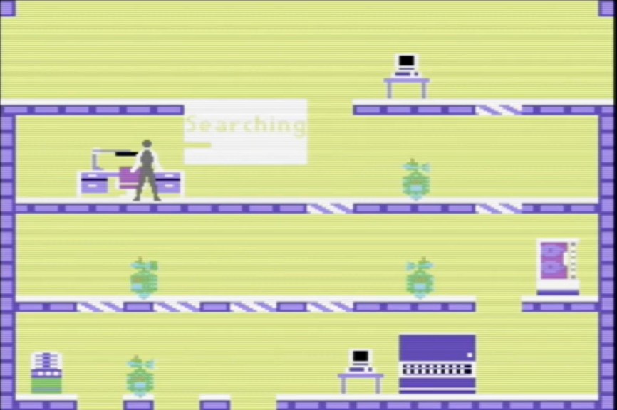 Impossible Mission C64 - pantalla del puzzle para descifrar la contraseña final